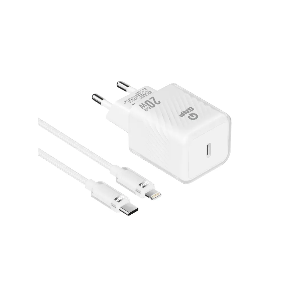 GNP 20W Transparent GAN Şarj Adaptörü ve Lightning Kablo