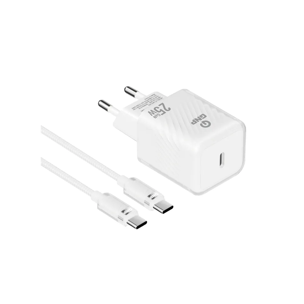 GNP 25W Transparent GAN Şarj Adaptörü ve Type-C Kablo